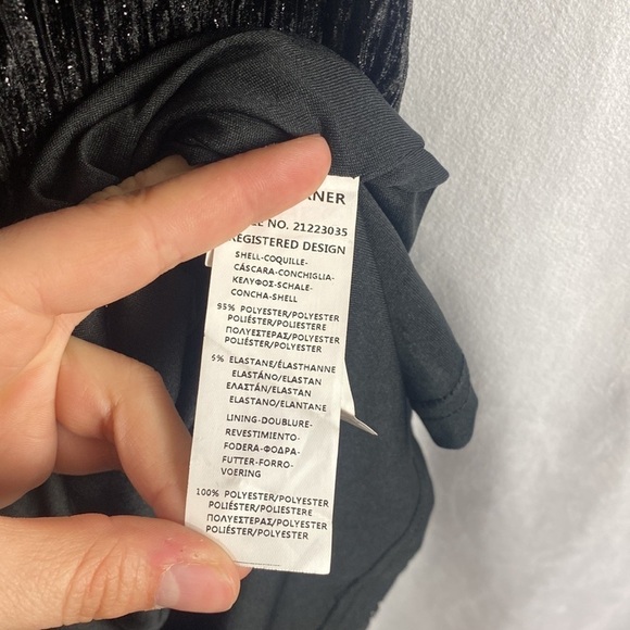 Anthropologie The Korner Black Silver Velvet Keyhole Mini Dress Ribbed - Size S - Picture 9 of 14